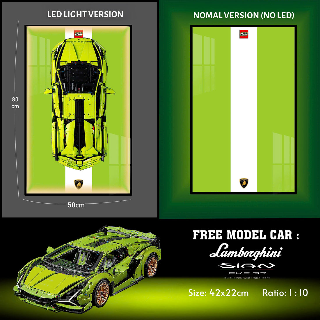 Wall Display Frame for LEGO Lamborghini Sián FKP 37 (42115)