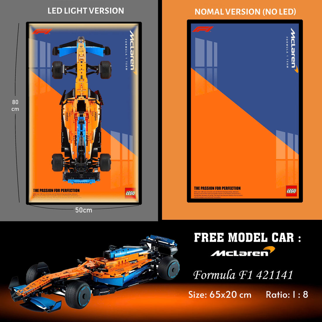 Wall Display Frame for LEGO McLaren Formula F1 42141