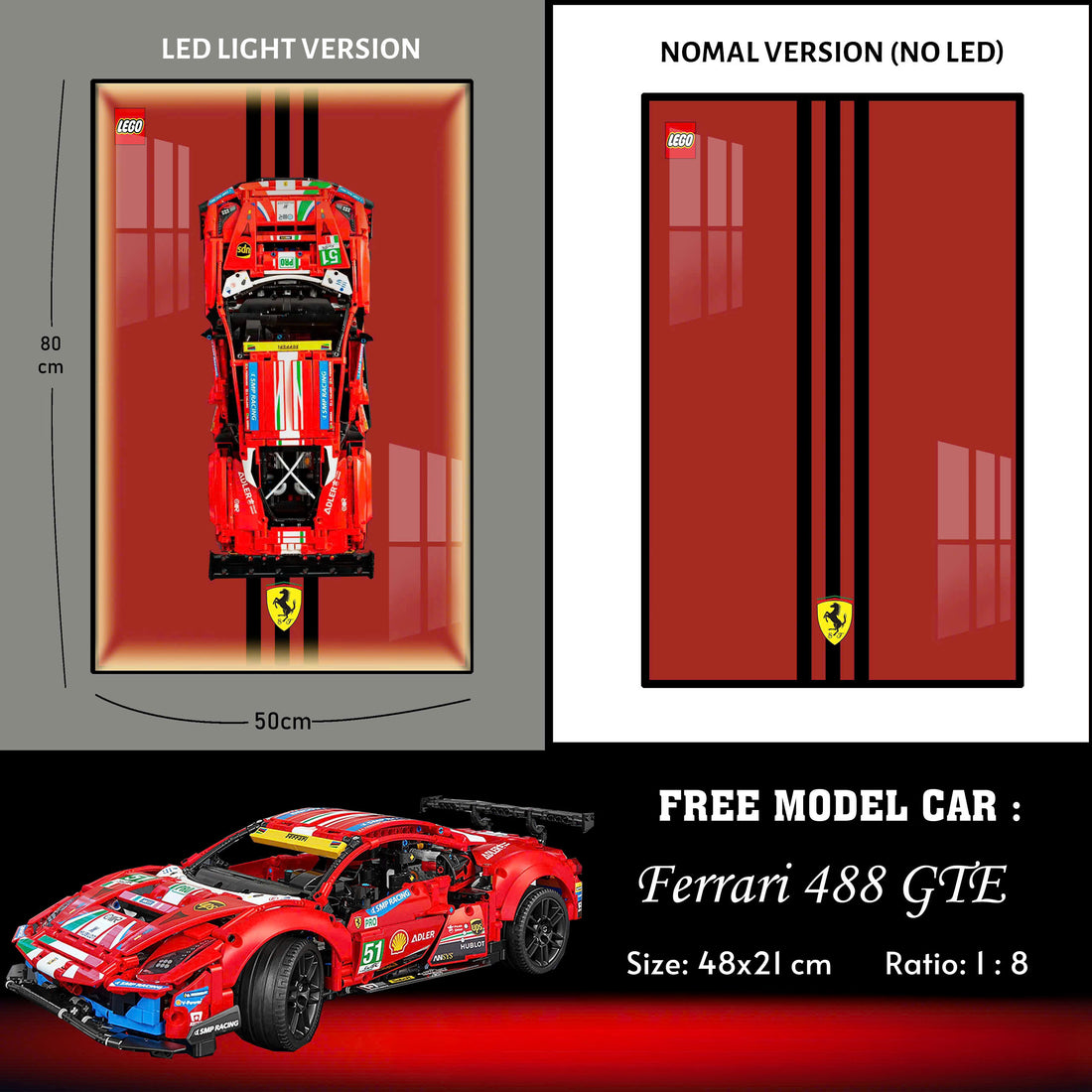 Wall Display Frame for LEGO Ferrari 488 GTE